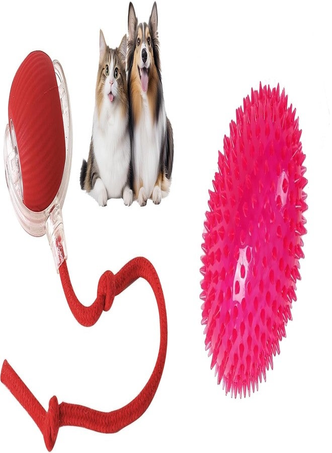PET FUN Combo Pack of 2 | Interactive Cat Ball with Rope Tail & LED Spike Rugby Ball Toy for Dogs & Cats | Durable, Squeaky, Light-Up Interactive Toys - Image 1